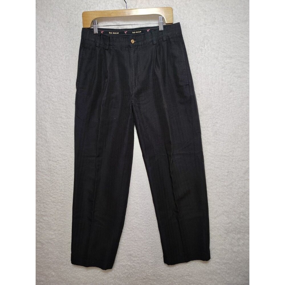 Red Macaw Men's Black Dress Pants Size 32 Double Pleated (32x28)